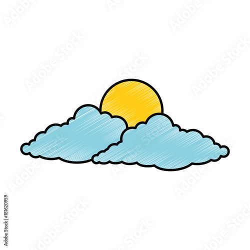 cloud sky silhouette with sun vector illustration design