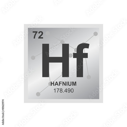 Vector symbol of Hafnium from the Periodic Table of the elements on the background from connected molecules