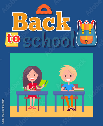 Back to School Poster with Inscription and Bag
