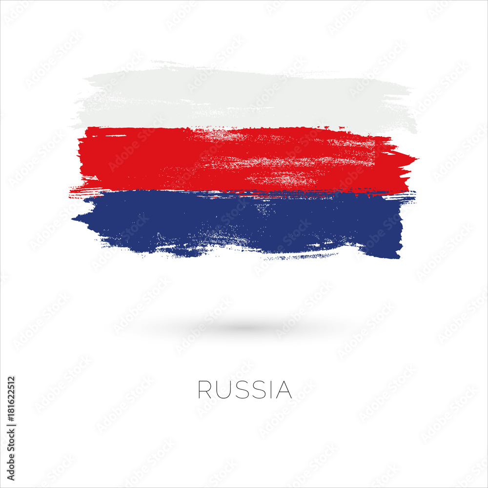 Russia colorful brush strokes painted national country flag icon. Painted texture. Russia colorful brush strokes painted national country flag icon. Painted texture.