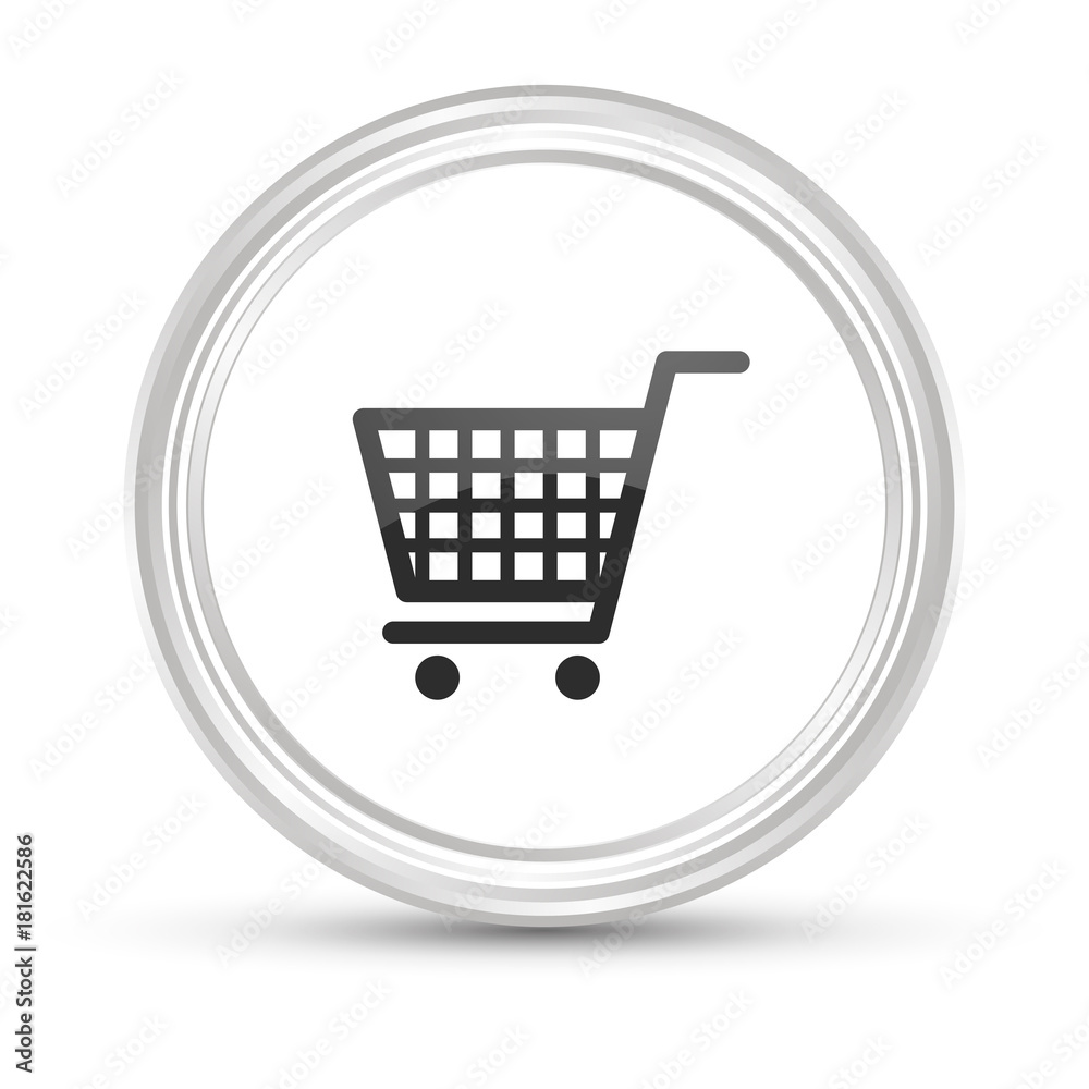 Weißer Button - Einkaufswagen - Warenkorb Weißer Button - Einkaufswagen - Warenkorb