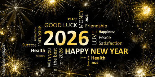 Happy new Year 2026 Glückwunschkarte für Silvester