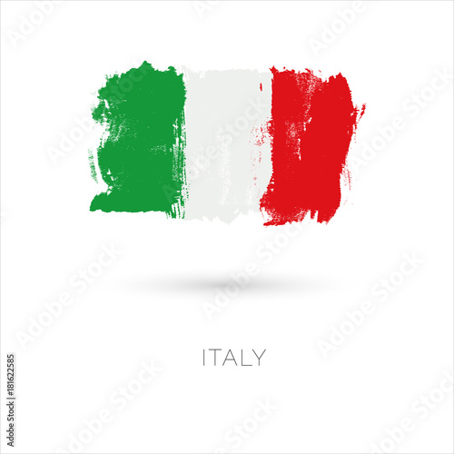 Italy colorful brush strokes painted national country flag icon. Painted texture.