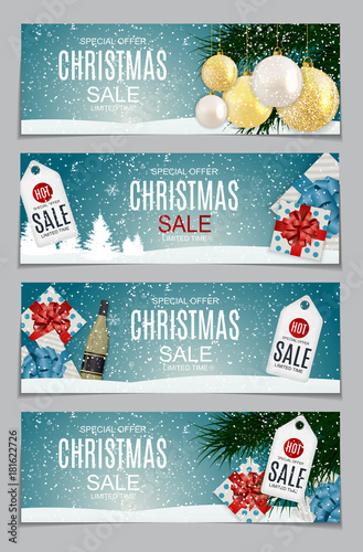Abstract Vector Illustration Christmas Sale, Special Offer Background with Gi...