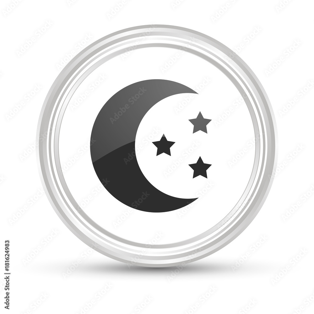 Weißer Button - Mond und Sterne Weißer Button - Mond und Sterne