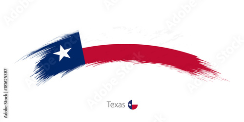Flag of Texas in rounded grunge brush stroke.