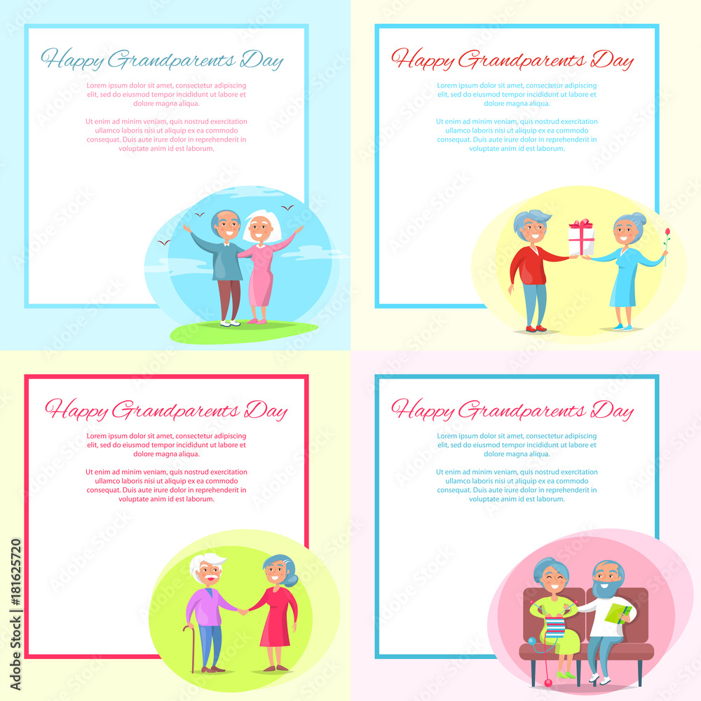 Happy Grandparents Day Posters Set Senior Couple Happy Grandparents Day Posters Set Senior Couple
