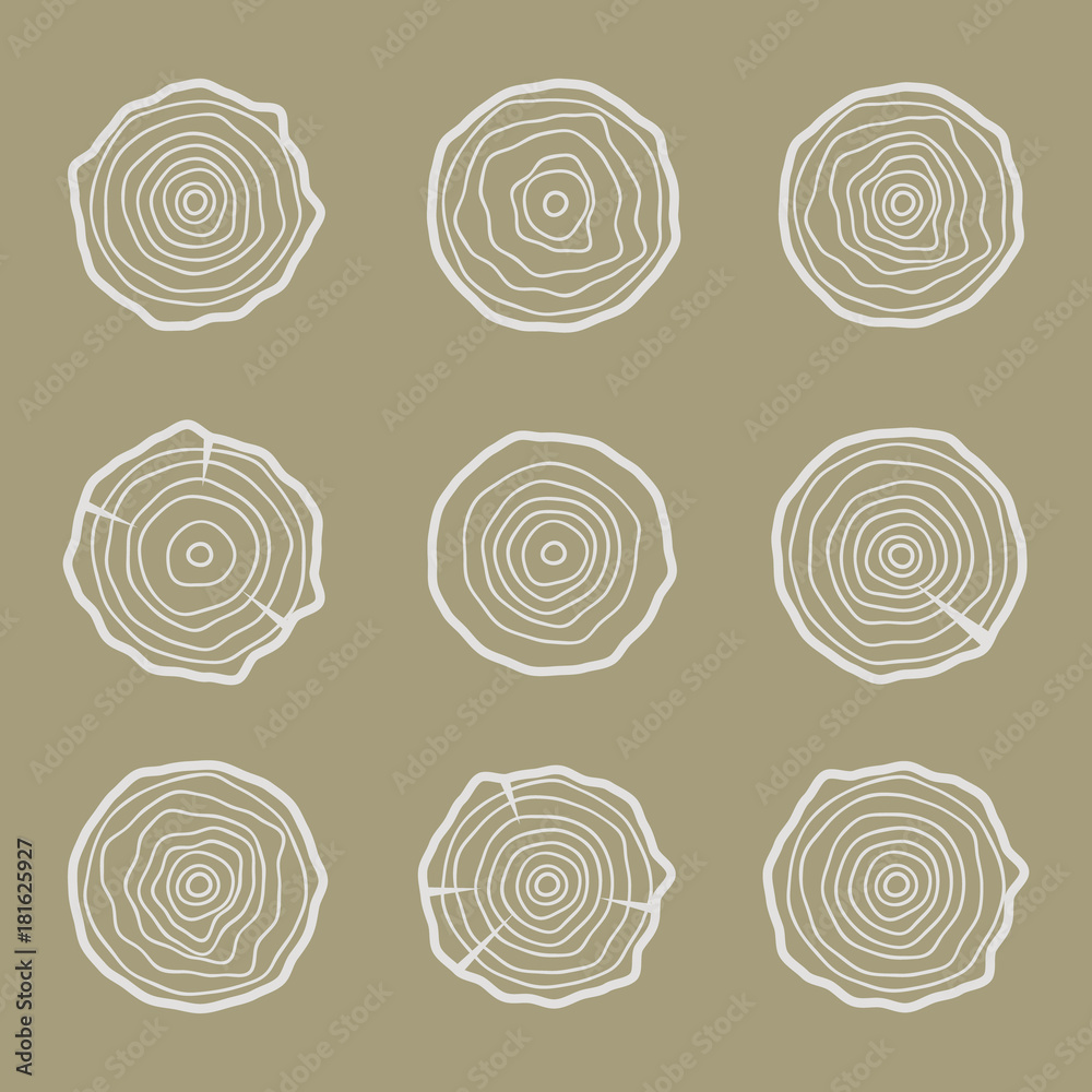 Tree rings icons vector illustration. Abstract age annual. Circle tree background Tree rings icons vector illustration. Abstract age annual. Circle tree background
