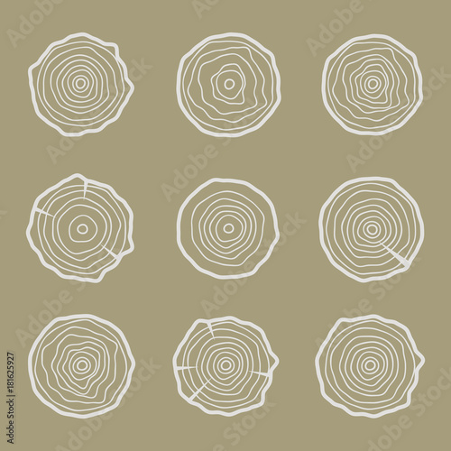 Tree rings icons vector illustration. Abstract age annual. Circle tree background