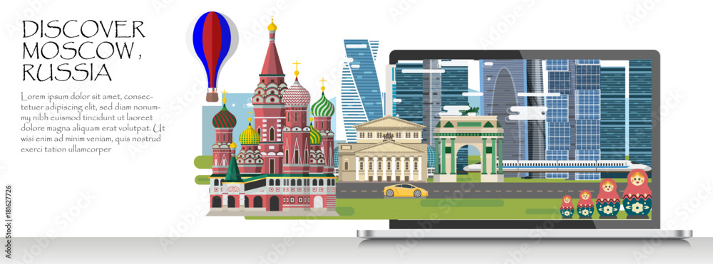 Travel infographic.Moscow infographic; welcome to Russia. Travel to Russia presentation template