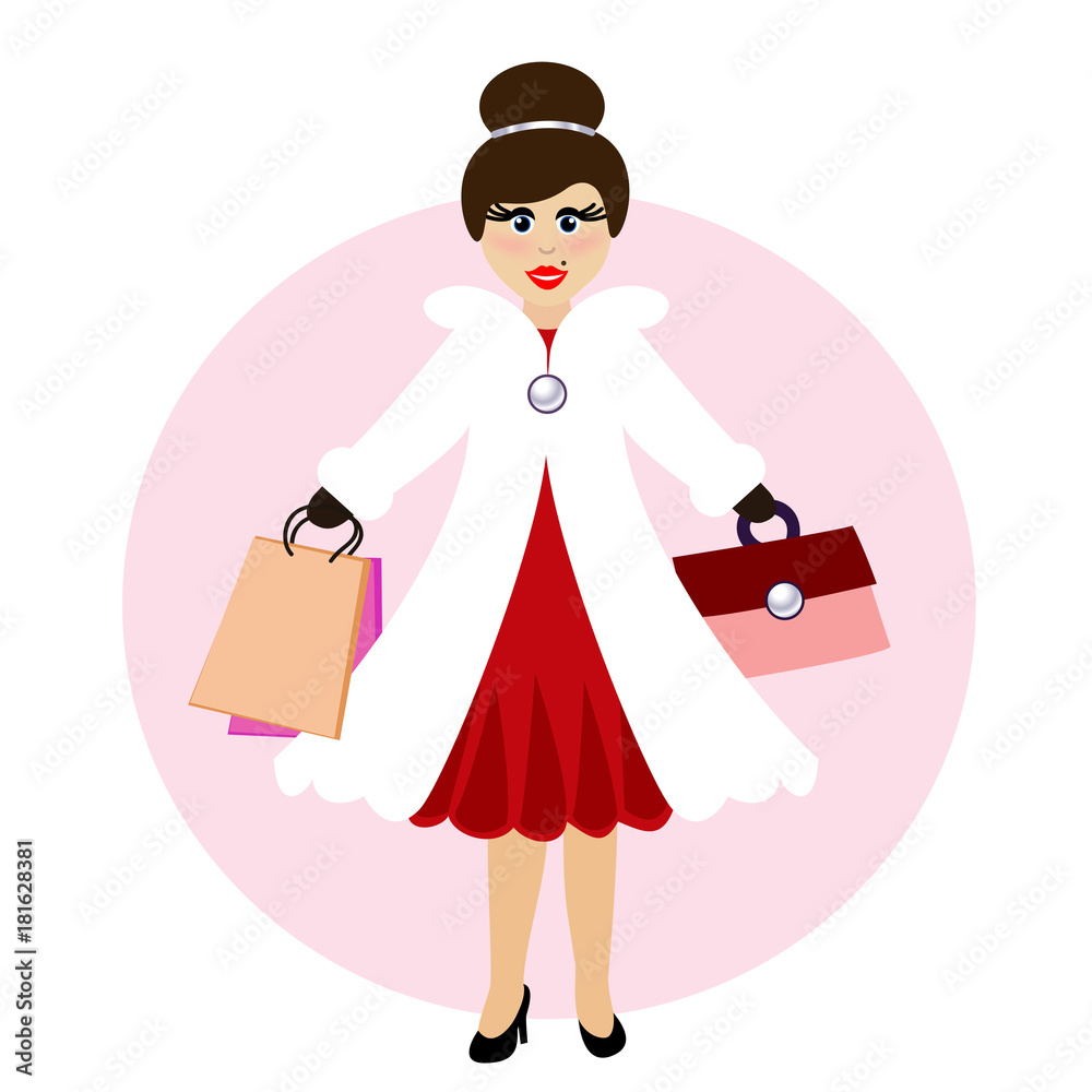 Girl with Shopping Bags.