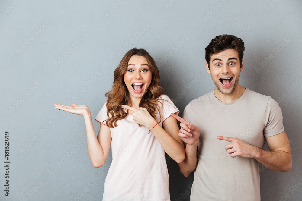 Portrait of an excited satisfied couple Portrait of an excited satisfied couple