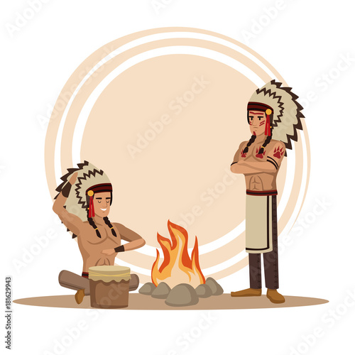 Εκτύπωση καμβά American indians cartoon