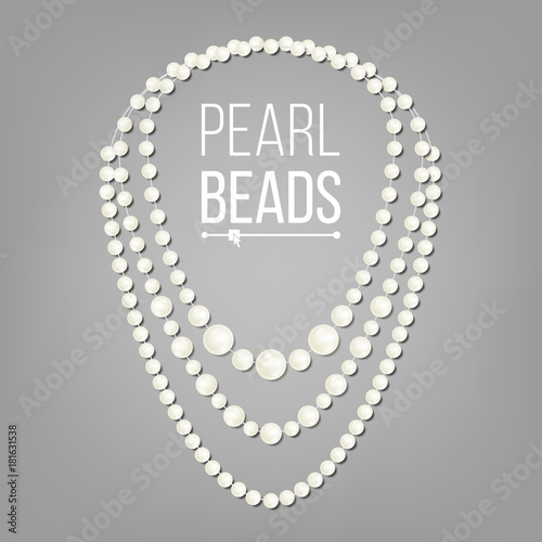 Pearl Necklace Vector. Jewel String. Elegant Luxury Decoration Illustration.