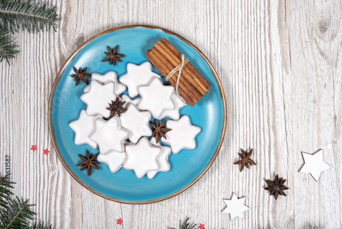 Christmas plate with cakes. photo