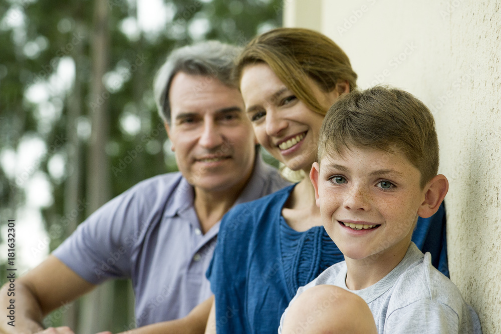 Boy with parents, portrait Boy with parents, portrait
