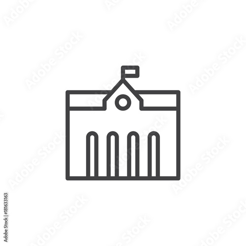 Town city hall line icon, outline vector sign, linear style pictogram isolated on white. Symbol, logo illustration. Editable stroke