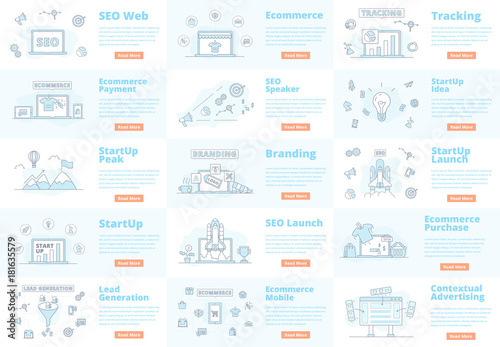 SEO analytics startup ecommerce trading concept banner