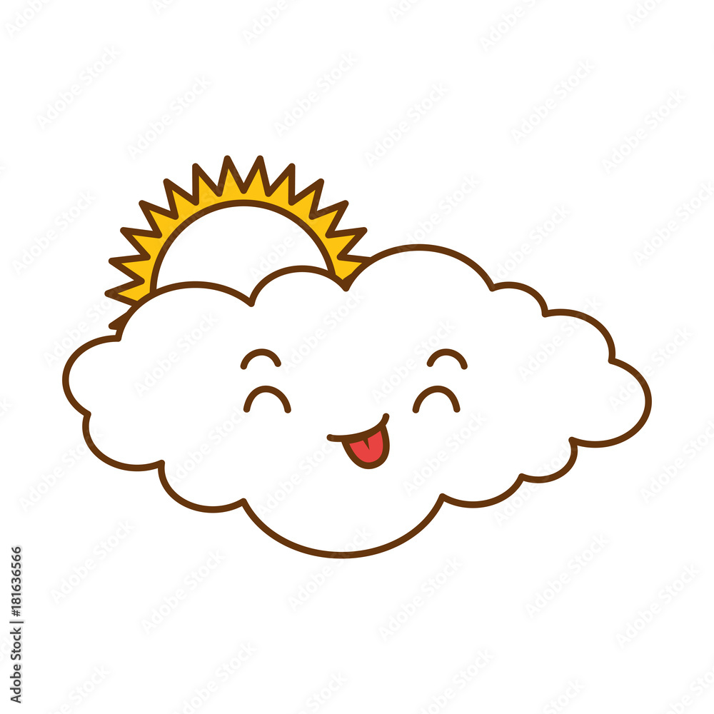 cute cloud with sun kawaii character vector illustration design cute cloud with sun kawaii character vector illustration design