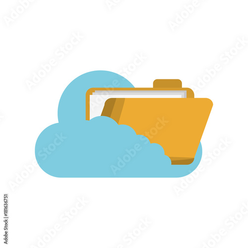 cloud with document folder icon over white background vector illustration