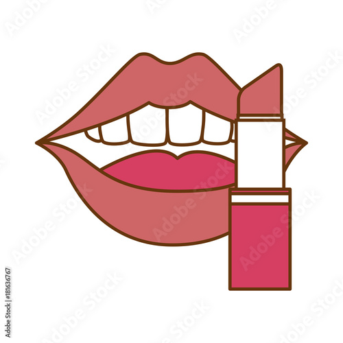 pop art lips with lipstick vector illustration design