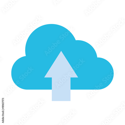 cloud computing with upload arrow icon over white background vector illustration