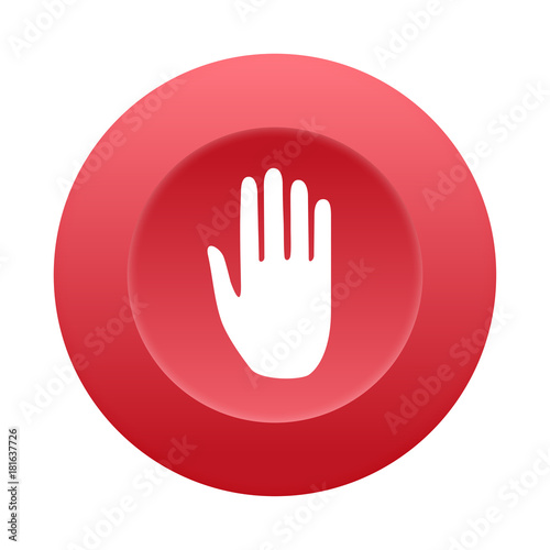 Runder 3D Button - Handfläche - Stopp
