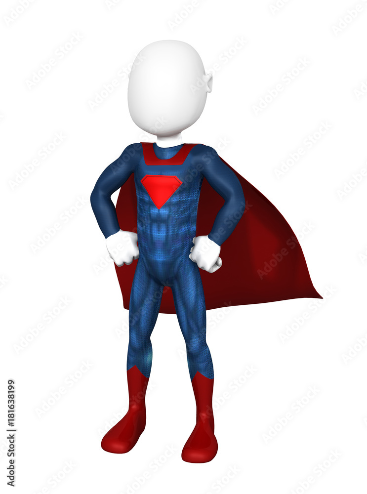 3d person the superhero standing in a confident pose in a raincoat. 3d  image. Isolated white background. Stock Illustration | Adobe Stock
