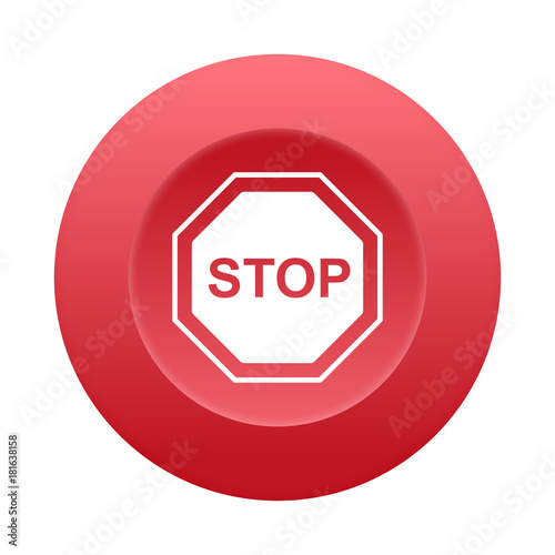 Runder 3D Button - Stoppschild