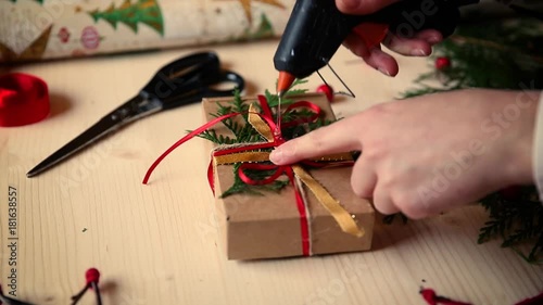 women homemade gifts with glue gun for Christmas photo