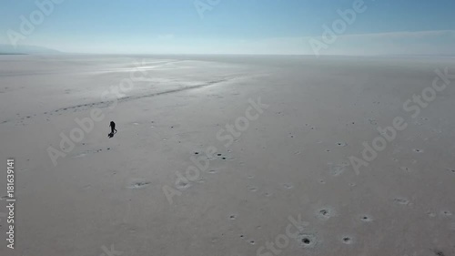 Aerial drone view of Salt Lake in Turkey Konya - Tuz Golunun havadan drone ile cekilmis goruntusu