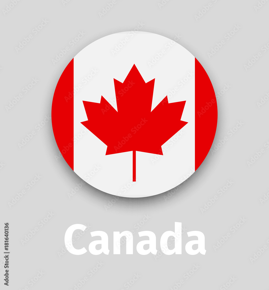 Canada flag, round icon with shadow