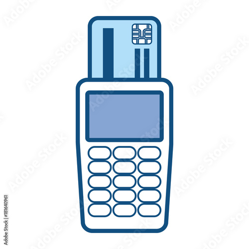 dataphone device with a credit card icon over white background vector illustration photo