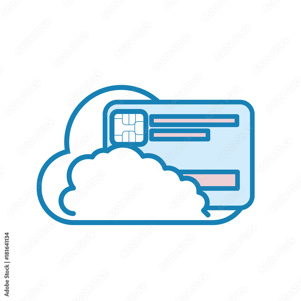 cloud with credit card icon over white background vector illustration