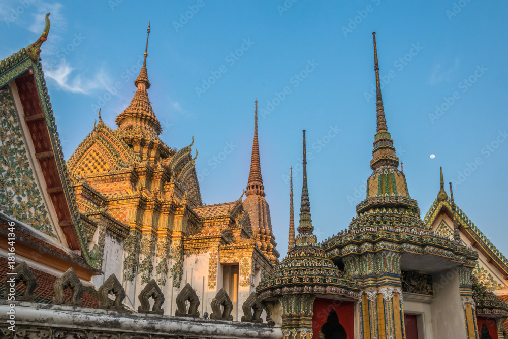 Stupas in Wat Po temple complex, Bangkok, Thailand
