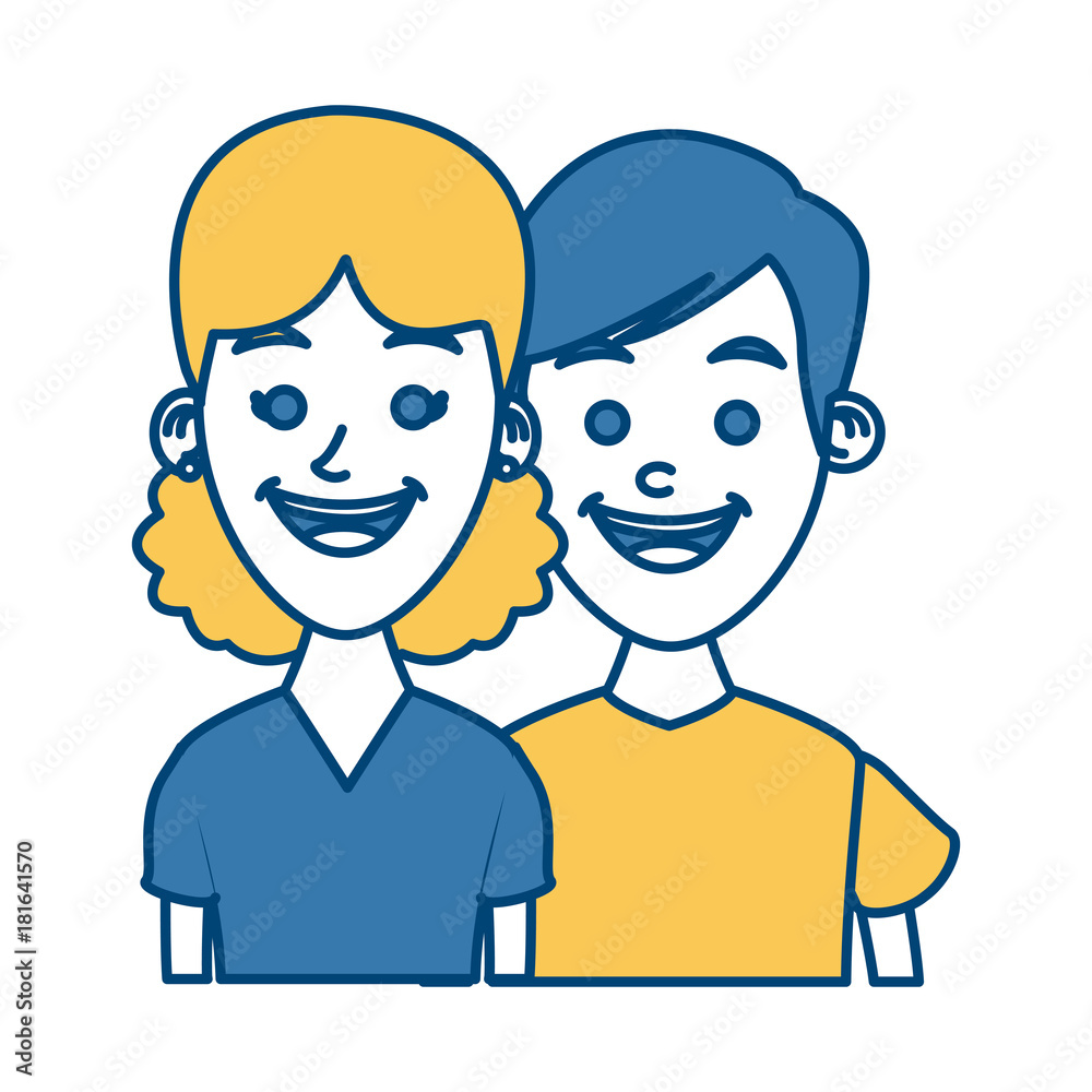 Couple of friends cartoon icon vector illustration graphic design