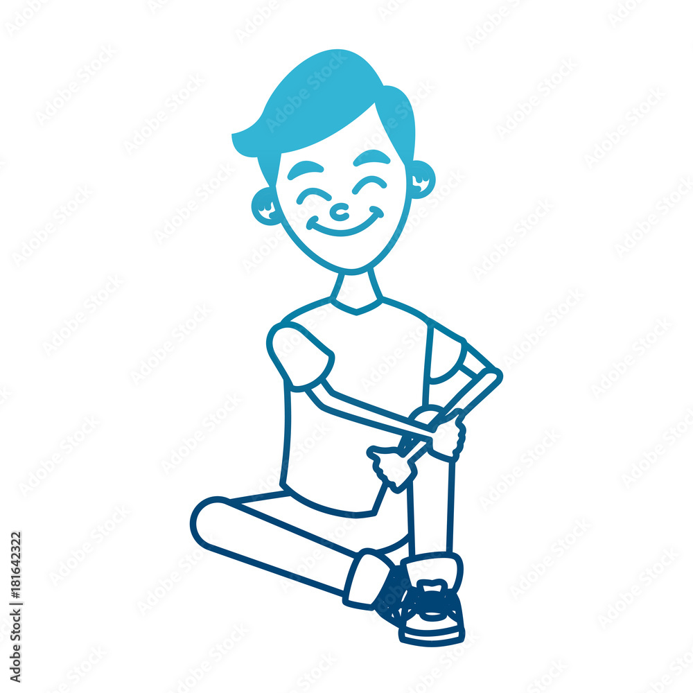 Boy seated cartoon icon vector illustration graphic design