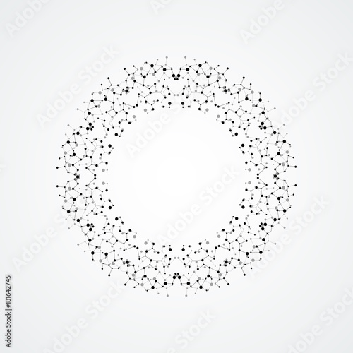 Abstract circle pattern structure. Vector connected dots and lines