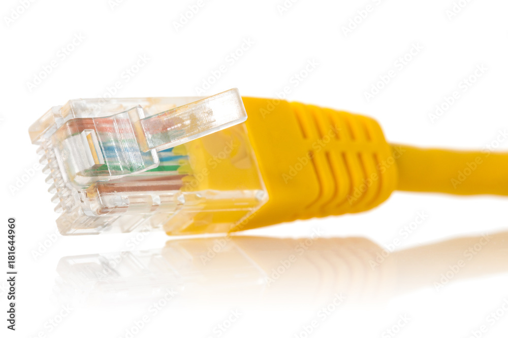 Yellow internet cable isolated on white Yellow internet cable isolated on white