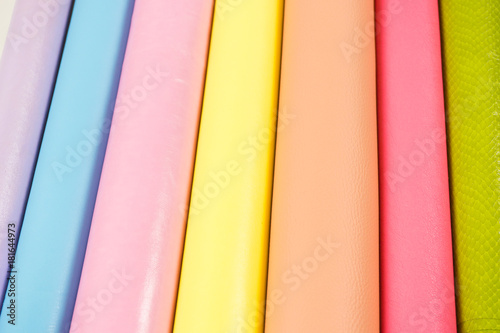 Different colors of leather rolls for artwork and craft