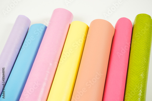 Different colors of leather rolls for artwork and craft