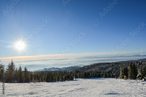 Slope for extreme sports - snow, ski, snowboard