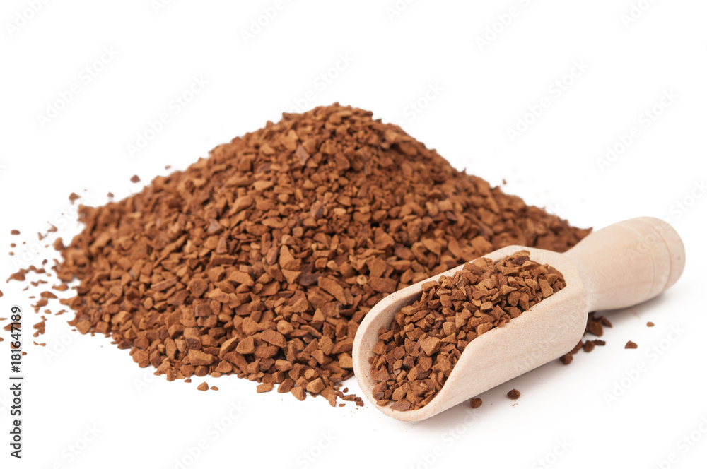 Löslicher Kaffee mit Holzlöffel Löslicher Kaffee mit Holzlöffel