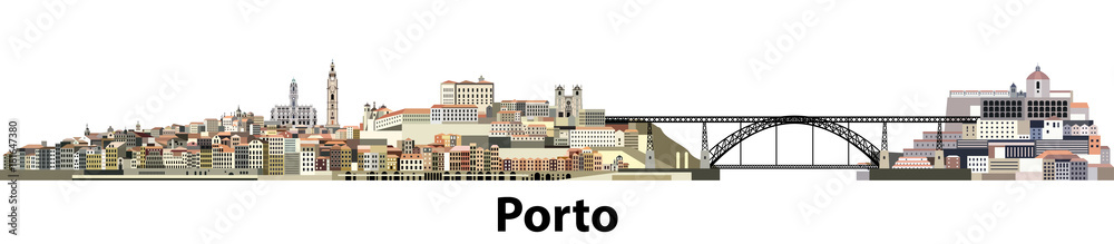 Porto city skyline vector illustration