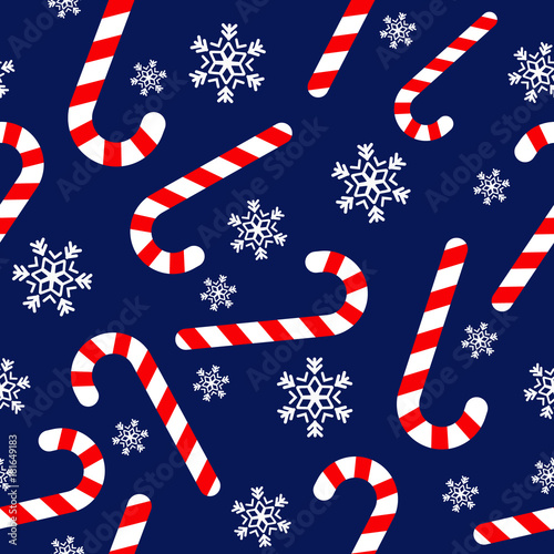 Seamless pattern with candy canes, Christmas vector