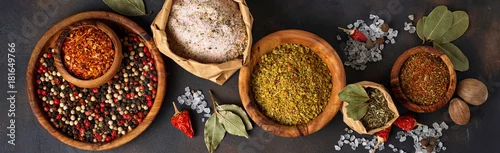 Panel kuchenny z motywem Various type of herbs and spices.