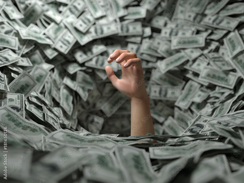 Εκτύπωση καμβά hand drowning in money