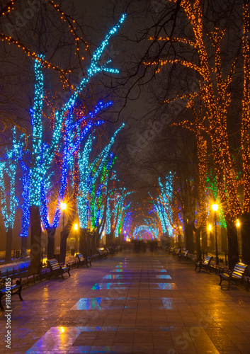 Christmas illumination on downtown street