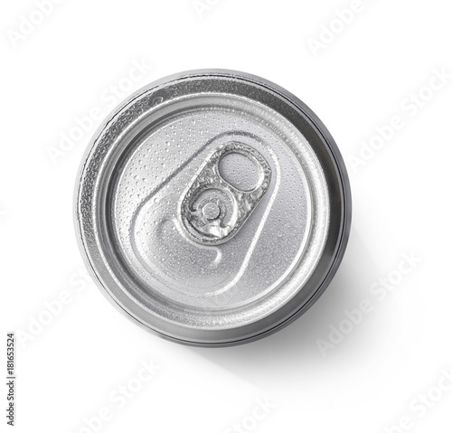 metallic can on white background photo