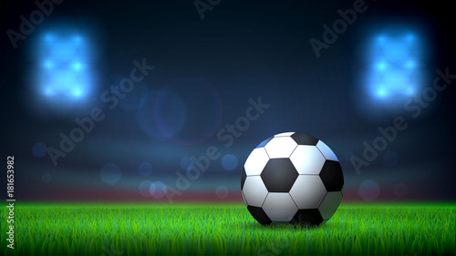 Soccer ball on the grass, soccer stadium